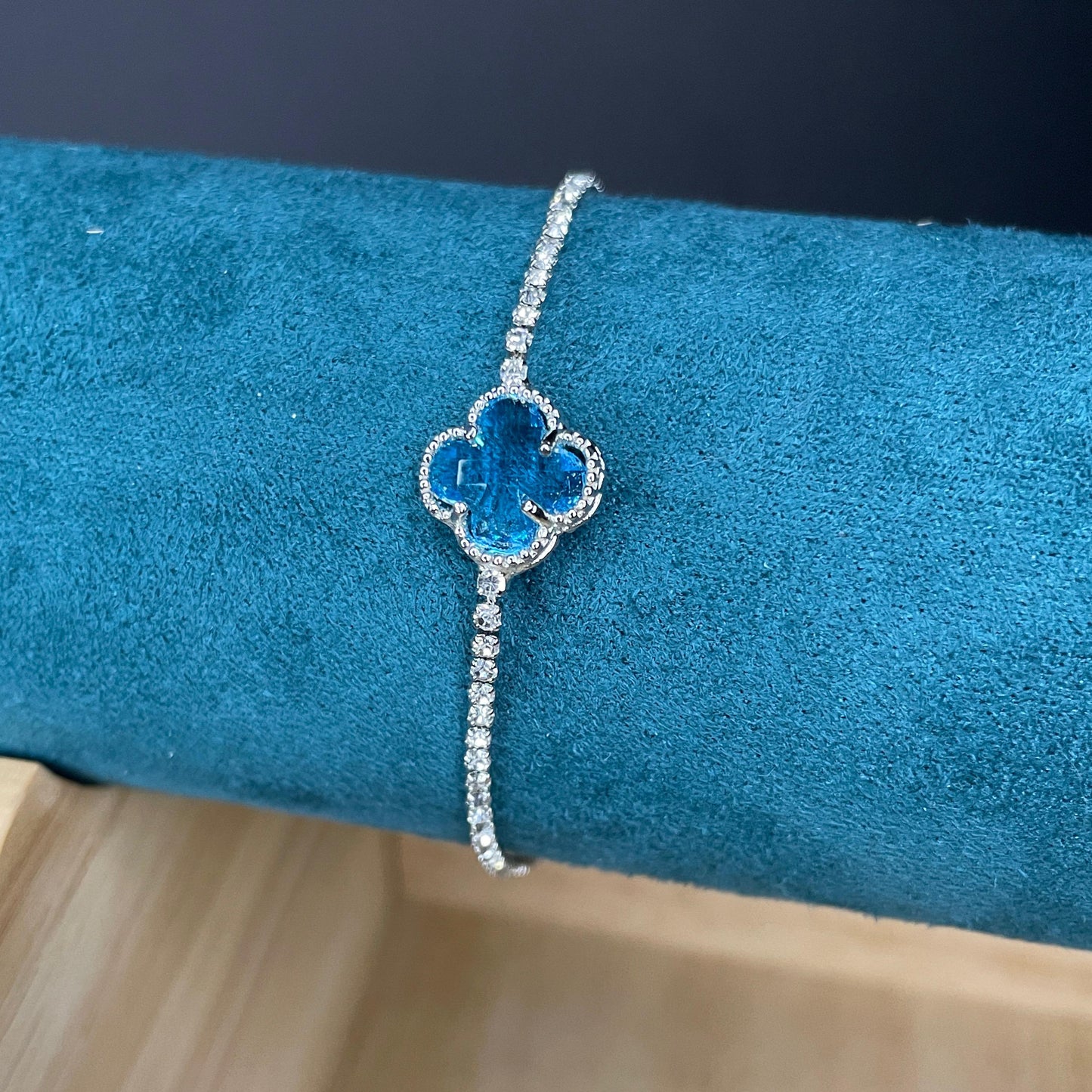 Bratara Argintie Trifoi Albastru