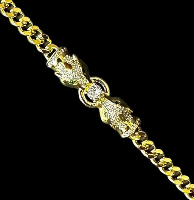 Bratara Cuban Ice Panthera v2 Placata cu Aur 18K