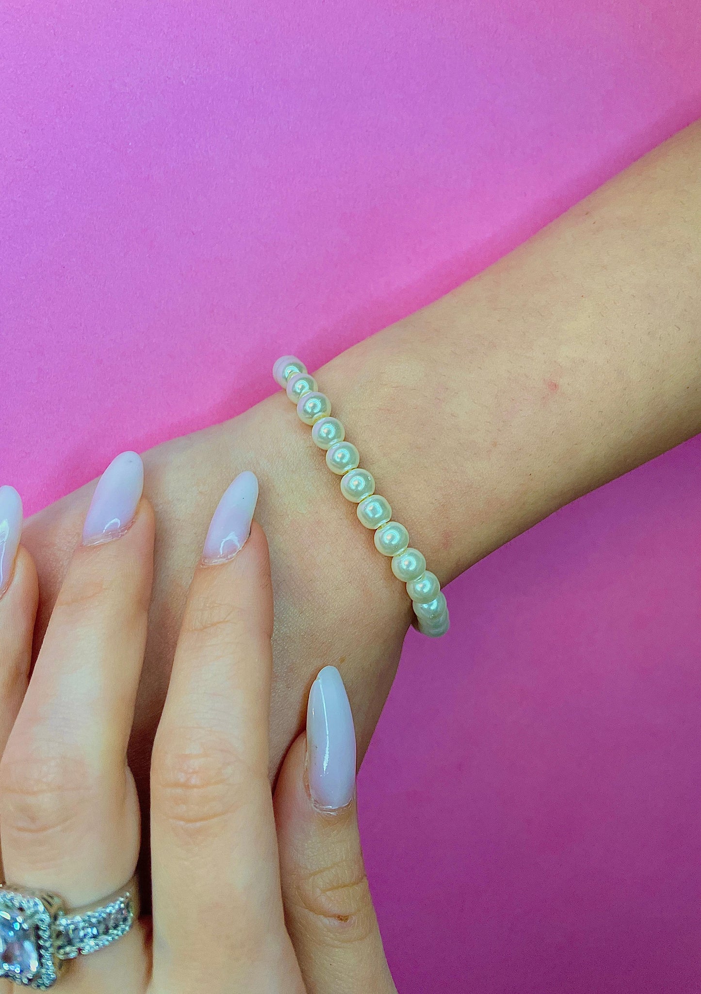 Set Colier+Brățară Cu Perle Albe