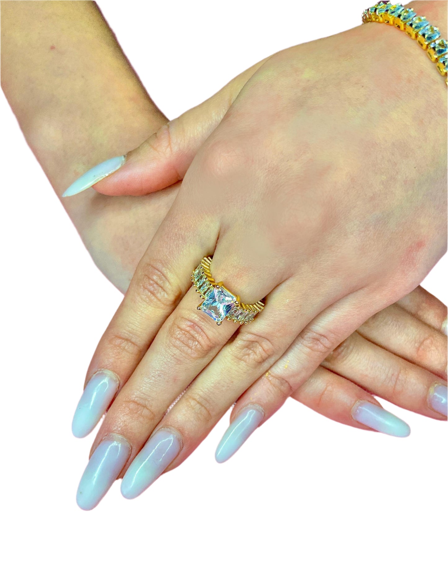 Inel Cu Pietre Auriu Reglabil