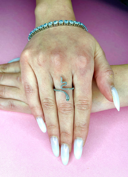 Snake Ring Reglabil Argintiu