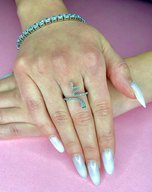 Snake Ring Reglabil Argintiu