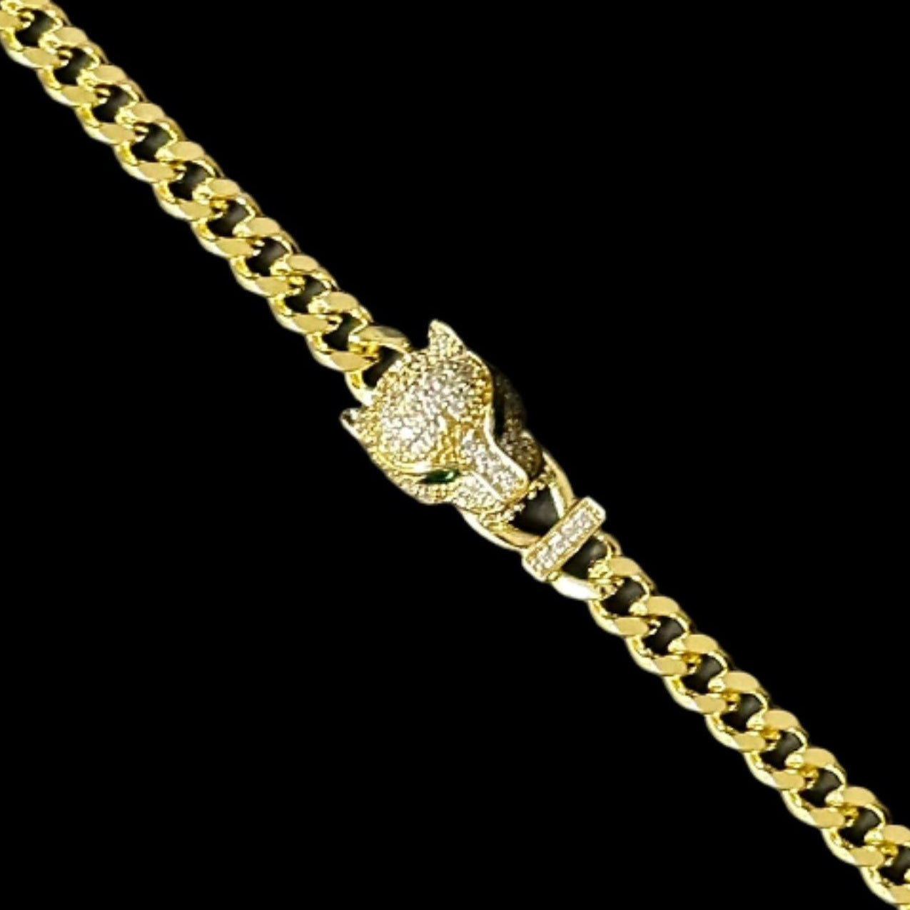 Bratara Cuban Ice Panthera Placata cu Aur 18K