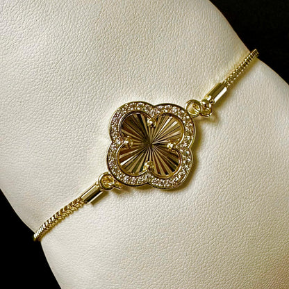 Bratara Trifoi Reglabila Placata Cu Aur 18K