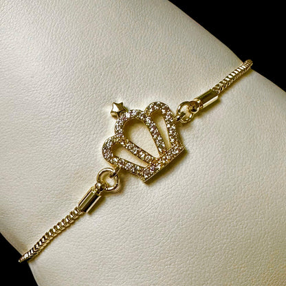 Bratara Crown Reglabila Placata cu Aur 18K