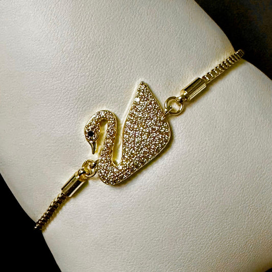 Bratara Reglabila Swan Placata cu Aur 18K