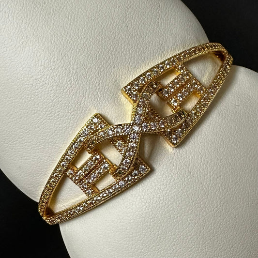 Bratara Fixa Wave Placata cu Aur 18K