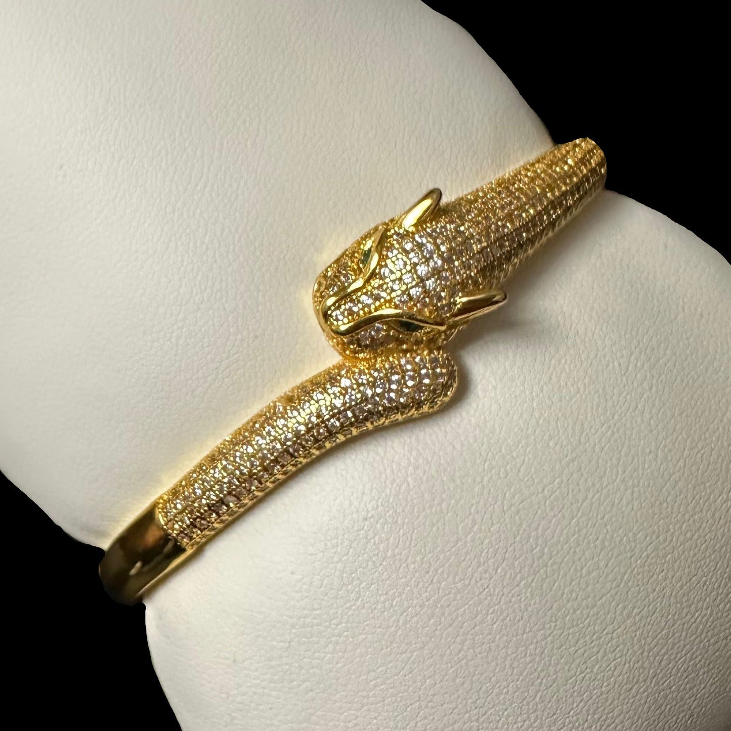 Bratara Fixa Panthera Head Placata cu Aur 18k