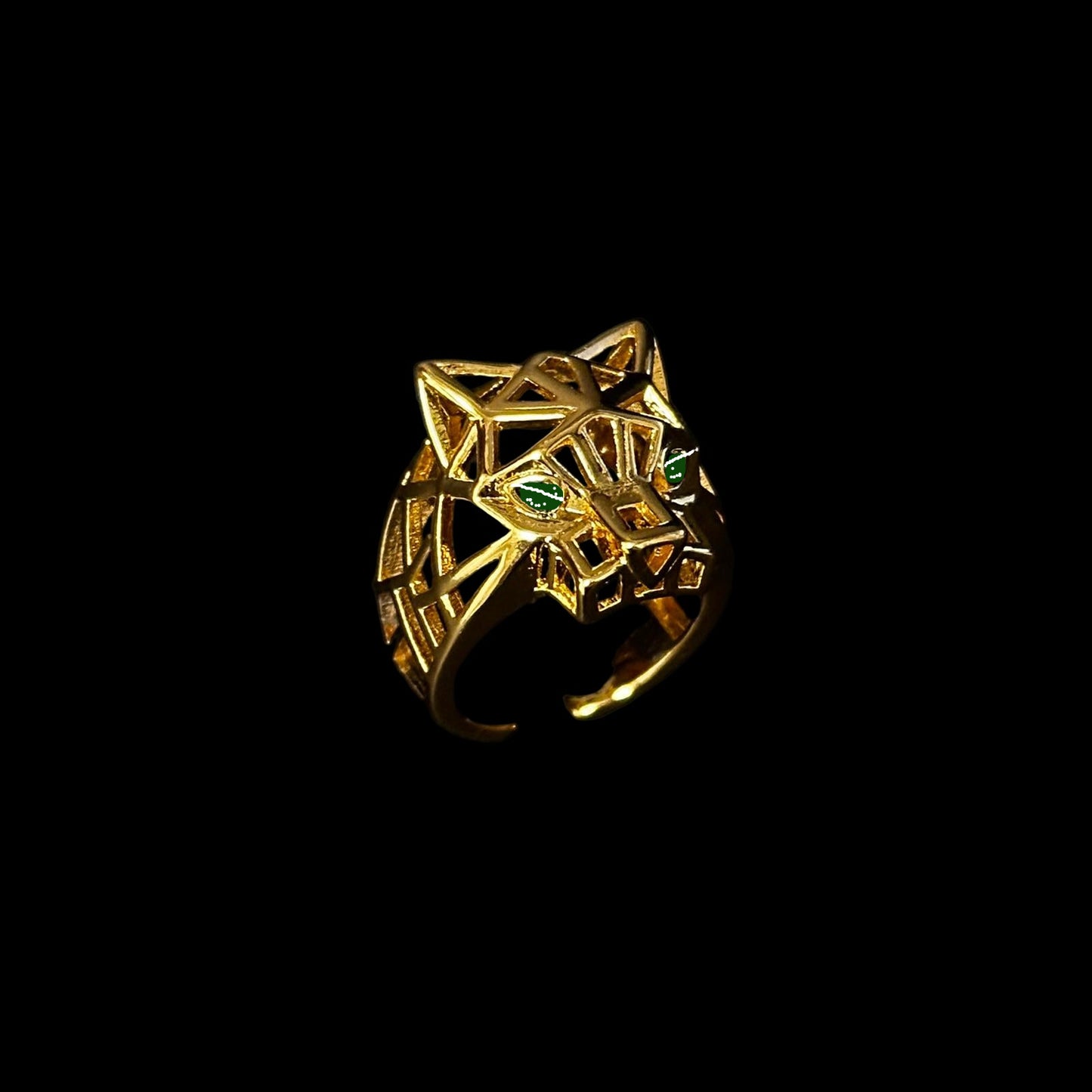 Inel Panthera Head Placat cu Aur 18K Reglabil