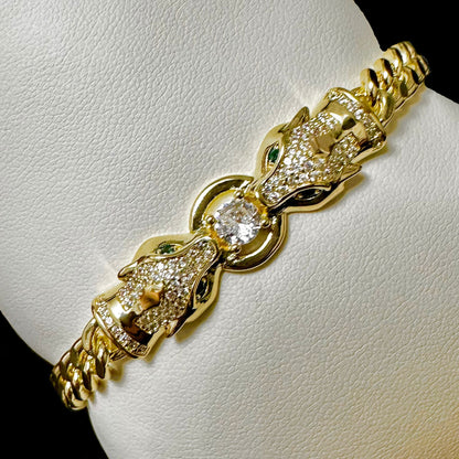 Bratara Cuban Ice Panthera v2 Placata cu Aur 18K