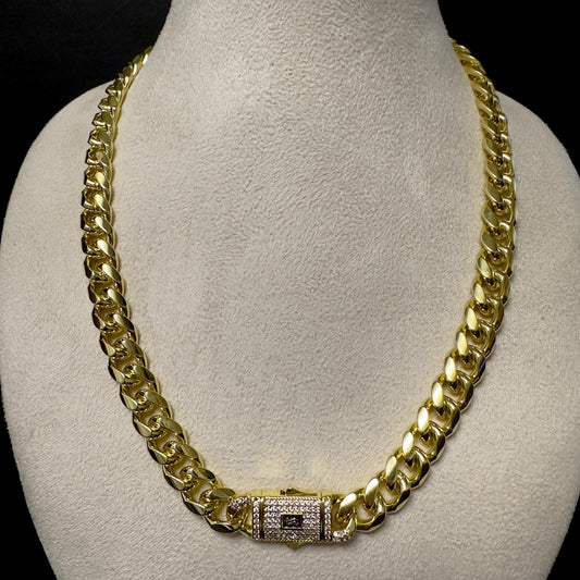 Colier Cuban Monaco 11mm Placat cu Aur 18K